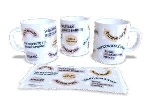 Kubek z kilkoma motywującymi zwrotami dla kobiety